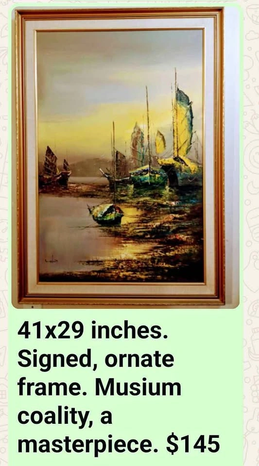 Original Mid-Century Oil Painting, Signed, 41"x 29"