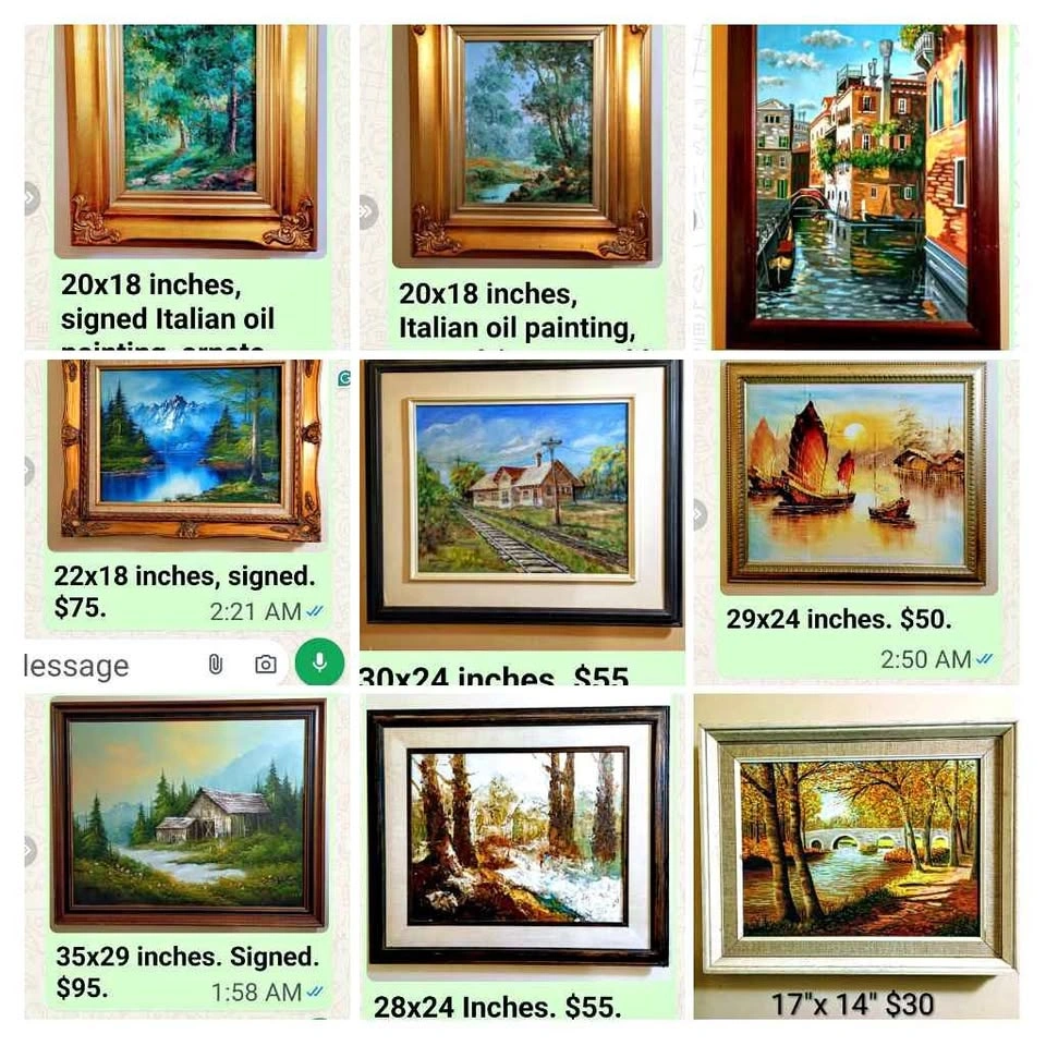 Assorted original vintage and antique oil paintings