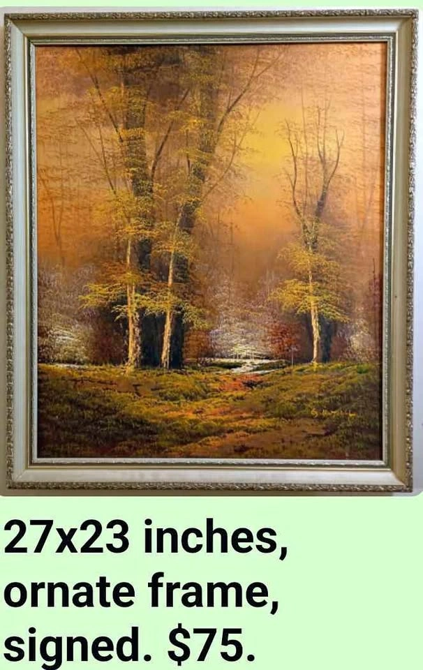 Gorgeous Mid-century original oil painting, ornate frame, 27x23