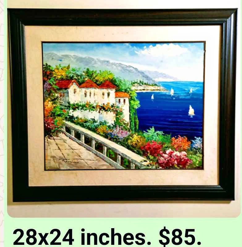 Original Vintage Italian oil Painting, framed, signed, 28x24