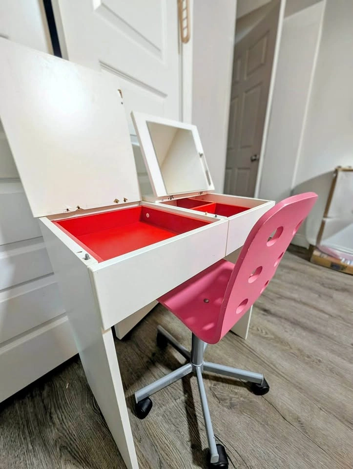 IKEA BRIMNES Dressing Table, Vanity, and Mirror with Chair