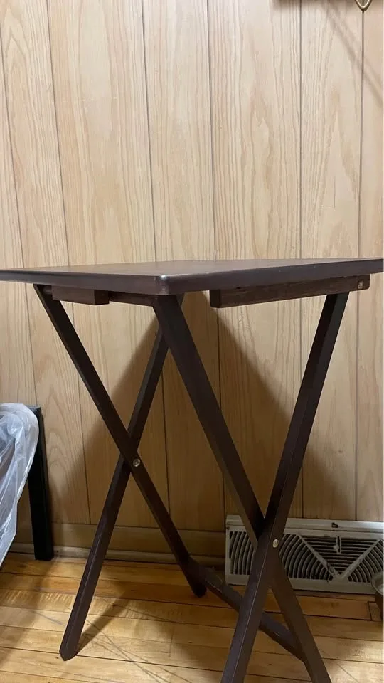 Dark Wood Folding TV Tray Table - photo 3