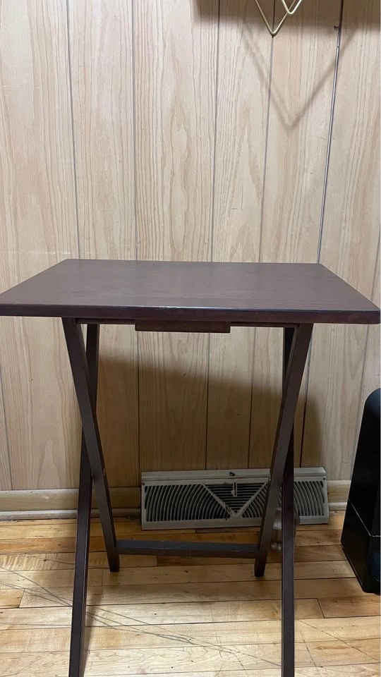 Dark Wood Folding TV Tray Table - photo 4