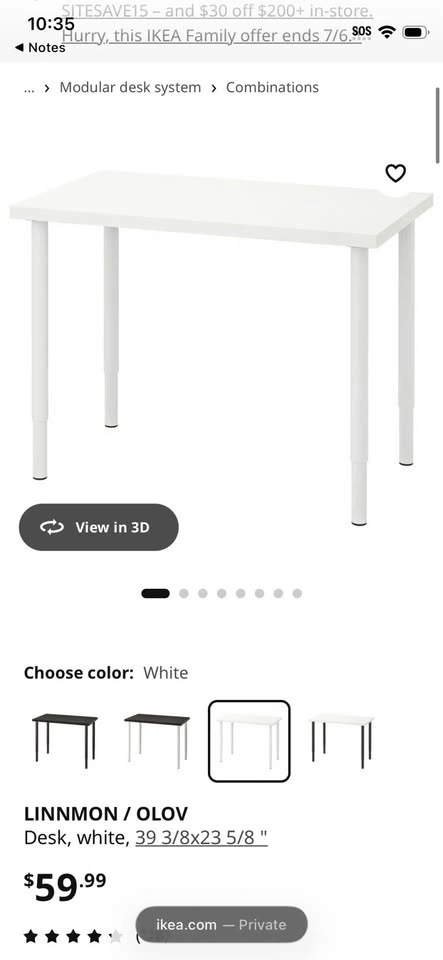 IKEA LINNMON White Desk (39" x 23.5") - photo 2