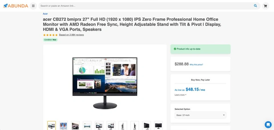 Acer 27" IPS Full HD Monitor (CB272) w/ Built-In Speakers - photo 4