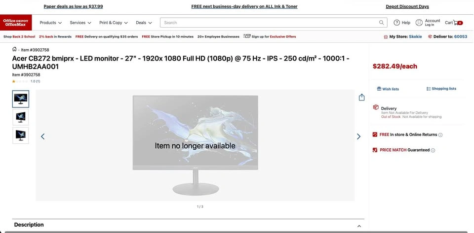 Acer 27" IPS Full HD Monitor (CB272) w/ Built-In Speakers - photo 5