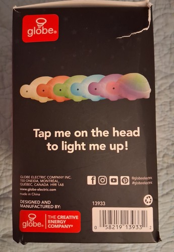 Globe LED Turtle Touch Tap Night Light, Color Changing, USB - photo 2
