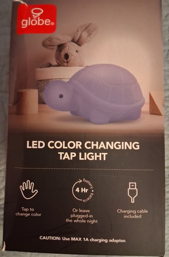 Globe LED Turtle Touch Tap Night Light, Color Changing, USB - photo 3