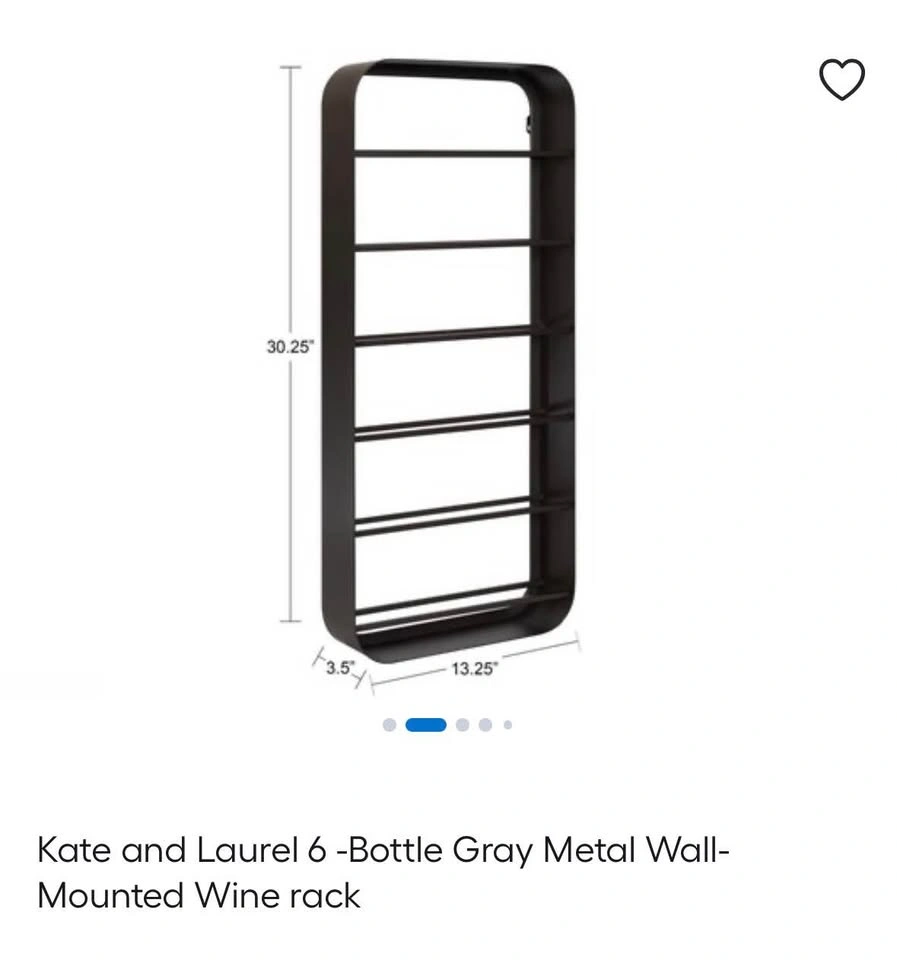 Kate & Laurel 6 bottle metal wall mounted wine rack - photo 4
