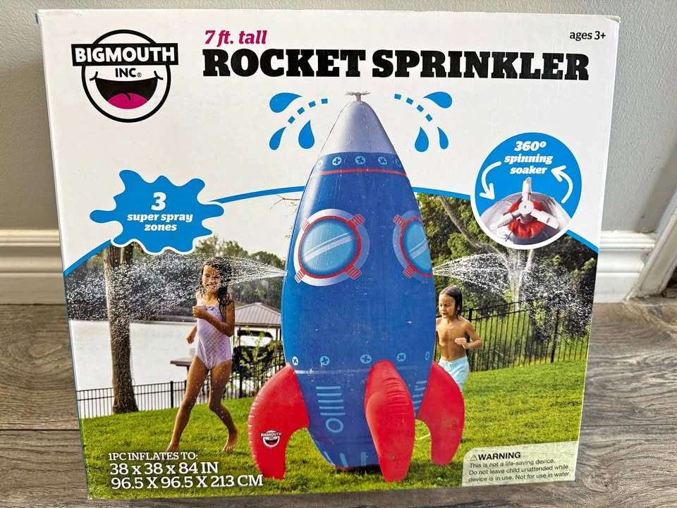 Giant 7-Foot Rocket Lawn Sprinkler for Kids