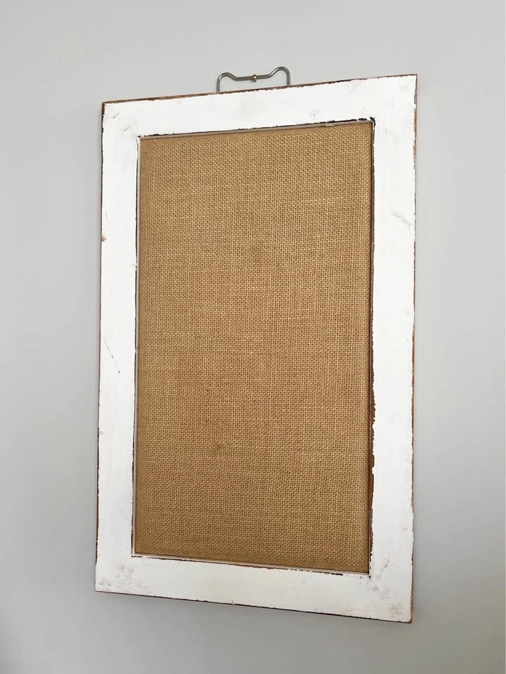 21” x 13” white wooden rustic burlap message board - photo 2