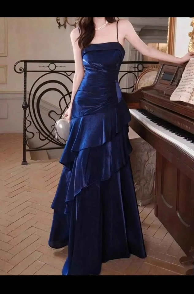 Women Elegant Chic Navy Blue Prom Dress - photo 3