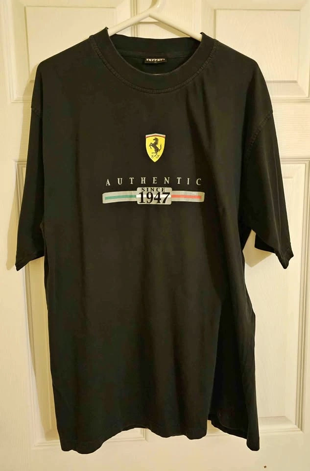 Official Ferrari Authentic Since 1947 Black Graphic T-Shirt - Me