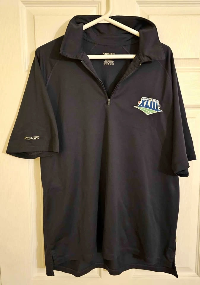 Vintage Reebok Official NFL Super Bowl XLIII 1/4 Zip Polo Shirt