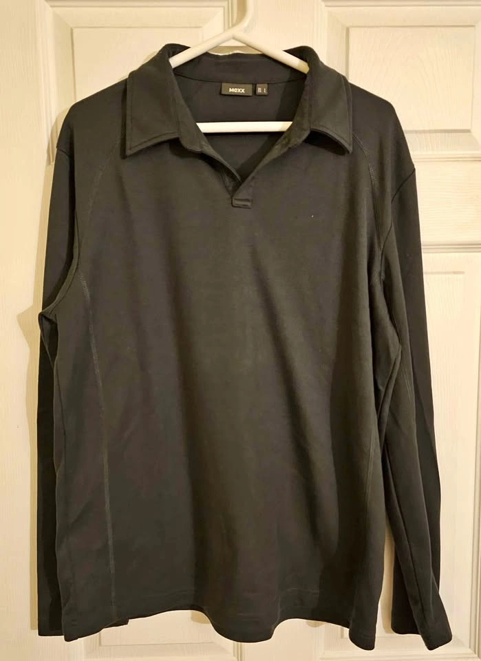 MEXX Men's Classic Black Long Sleeve Collared Pullover - Size L