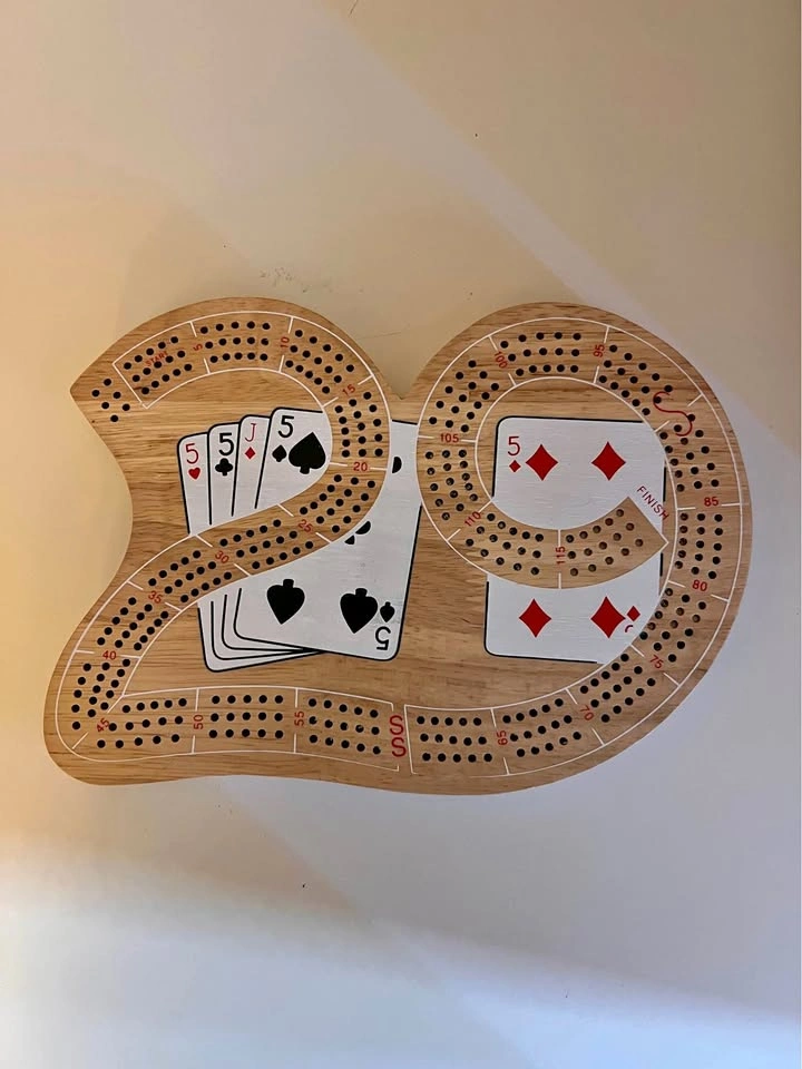 Wooden 29 Shape Cribbage Board with Storage