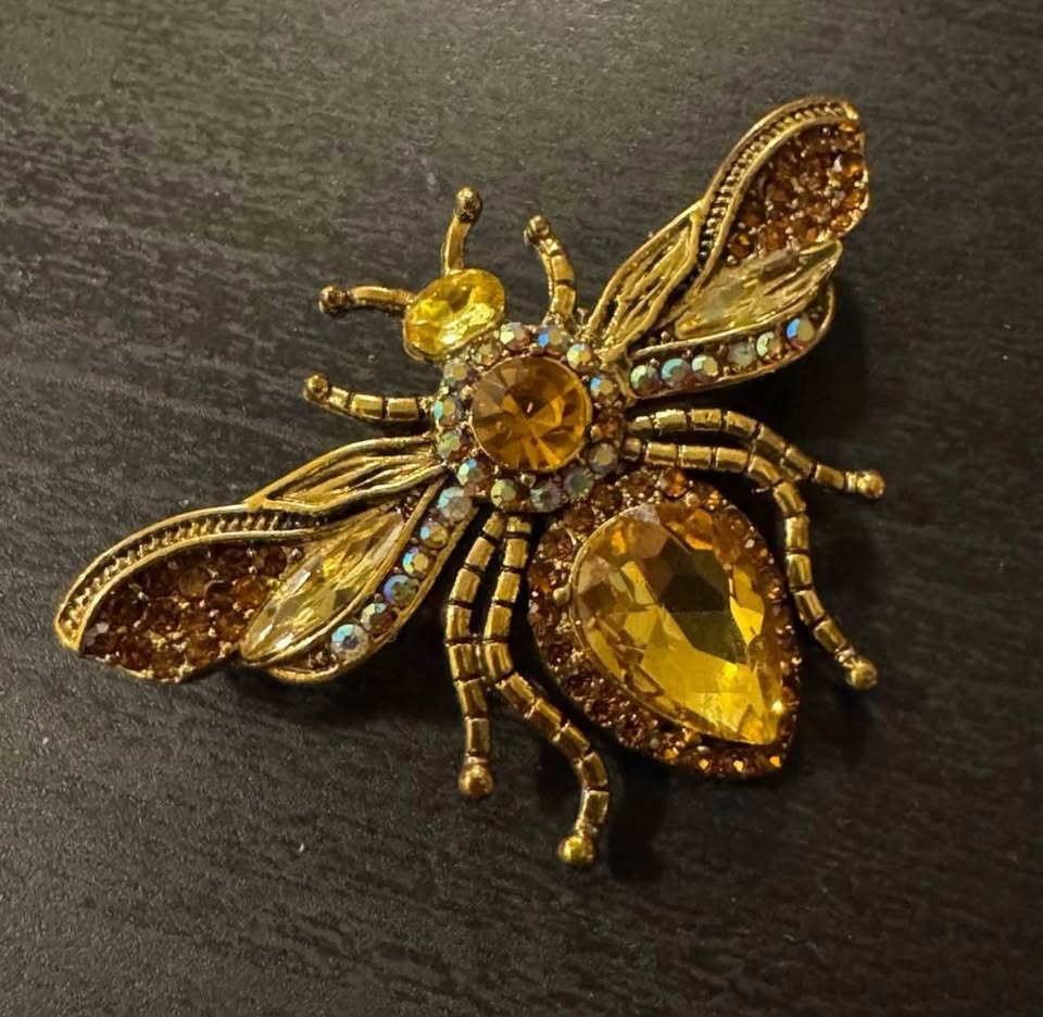 Luxe Amber Yellow Crystal Gold Tone Bumble Bee Brooch Pin - photo 2