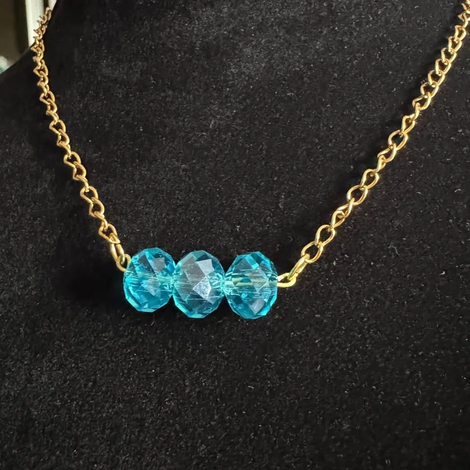 Blue/Gold Necklace Bracelet Bundle Turquoise Magnesite image indicator(2)