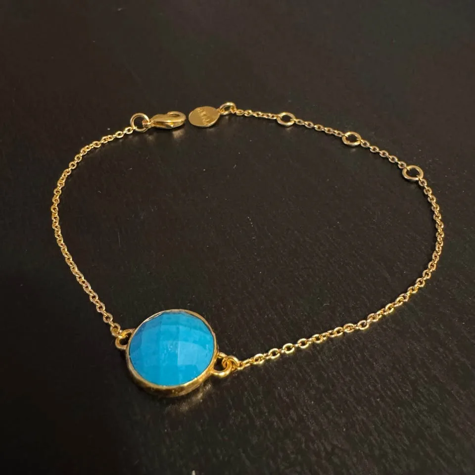 Blue/Gold Necklace Bracelet Bundle Turquoise Magnesite image indicator(6)