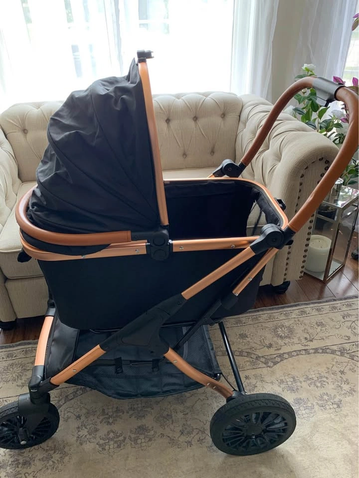 Black/Rose Gold Luxury Pet Stroller - Detachable Carrier - photo 2