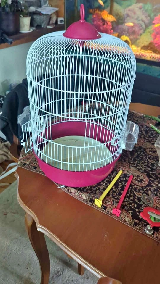 Bird Cage Accessories - Perches and Heart Mirror