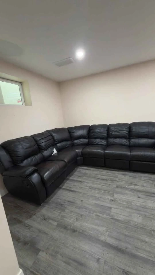 Large Black Faux Leather Reclining Sectional - photo 2