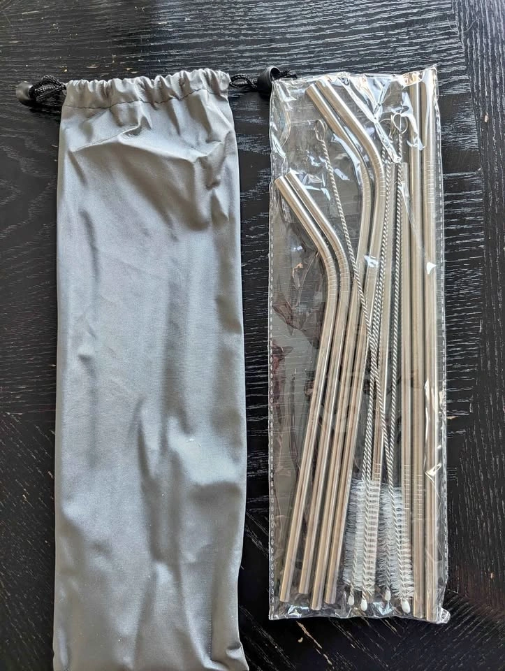Brand new steel straw sets (9 packs available)