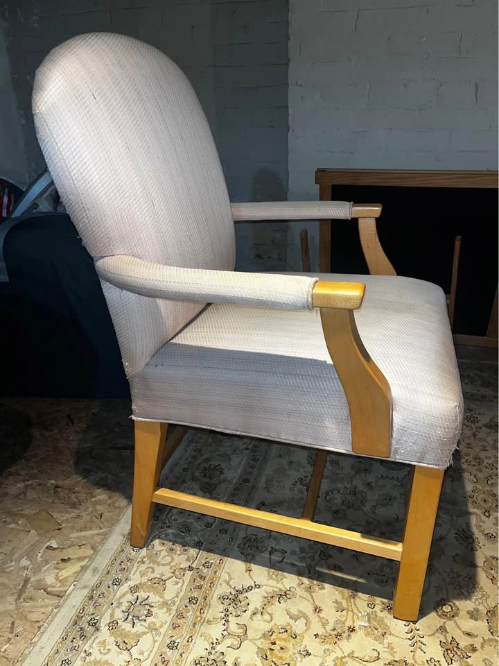 Pair of Vintage Mid-Century Modern Upholstered Wood Armchairs - photo 2