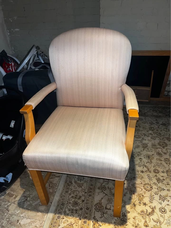 Pair of Vintage Mid-Century Modern Upholstered Wood Armchairs - photo 3