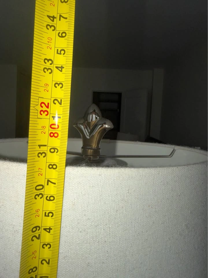 32” Silver Pinecone Table Lamp with White Drum Shade - photo 2