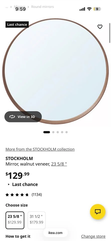 IKEA STOCKHOLM Round Walnut Mirror – 23 5/8” - photo 2