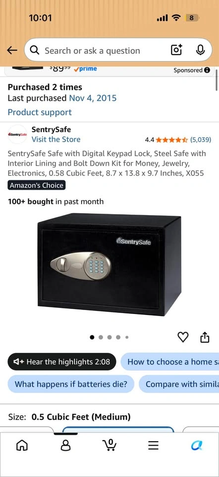 SentrySafe X055 Digital Keypad Steel Safe – 0.58 Cu. Ft. - photo 2