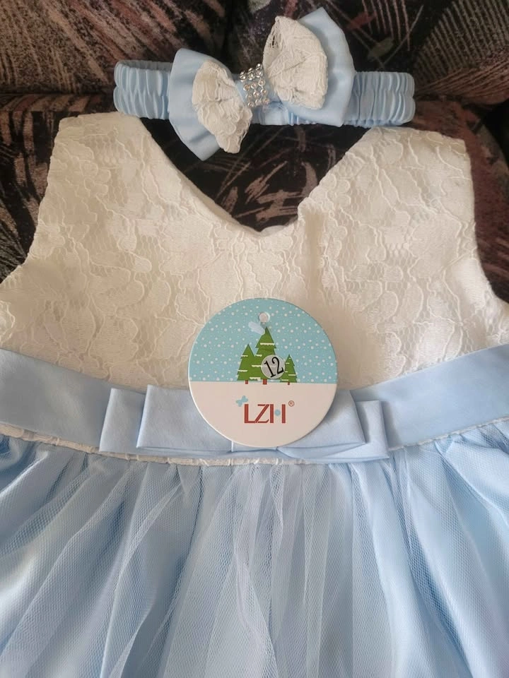 NEW Baby Girl Lace Dress with Headband - photo 2