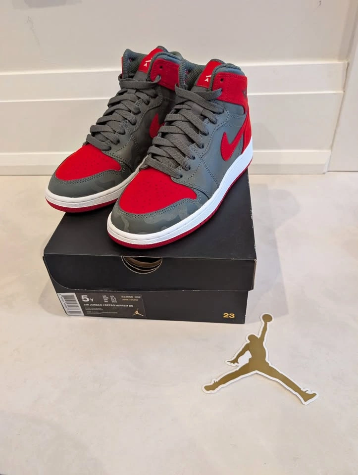Air Jordan 1 Retro Hi Prem BG 'Bred Camo' Youth 5Y / Women’s 6.5