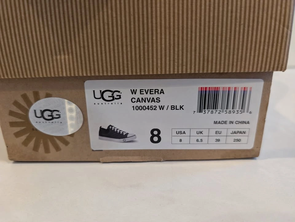 New UGG Australia Evera Canvas Suede Sneakers Black Size 8 - photo 2