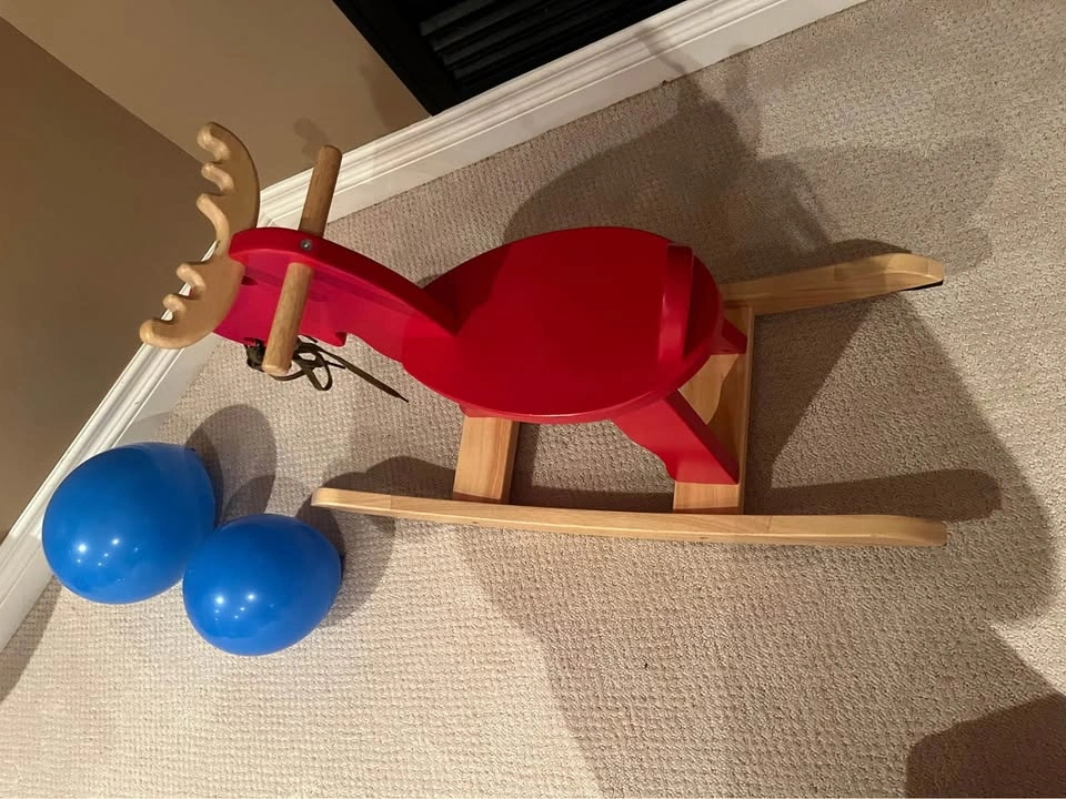 Rocking moose, red/rubberwood - photo 3