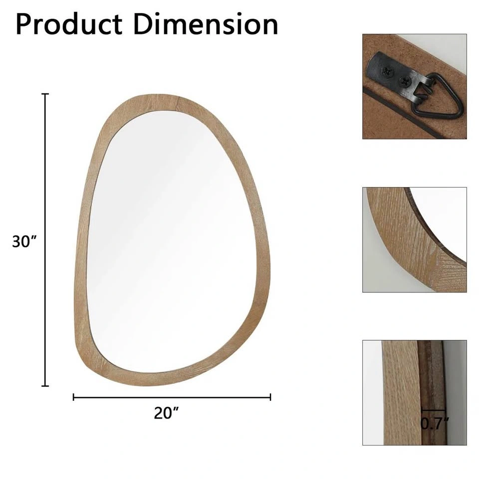 Asymmetrical Organic Wood Framed Wall Mirror - photo 2
