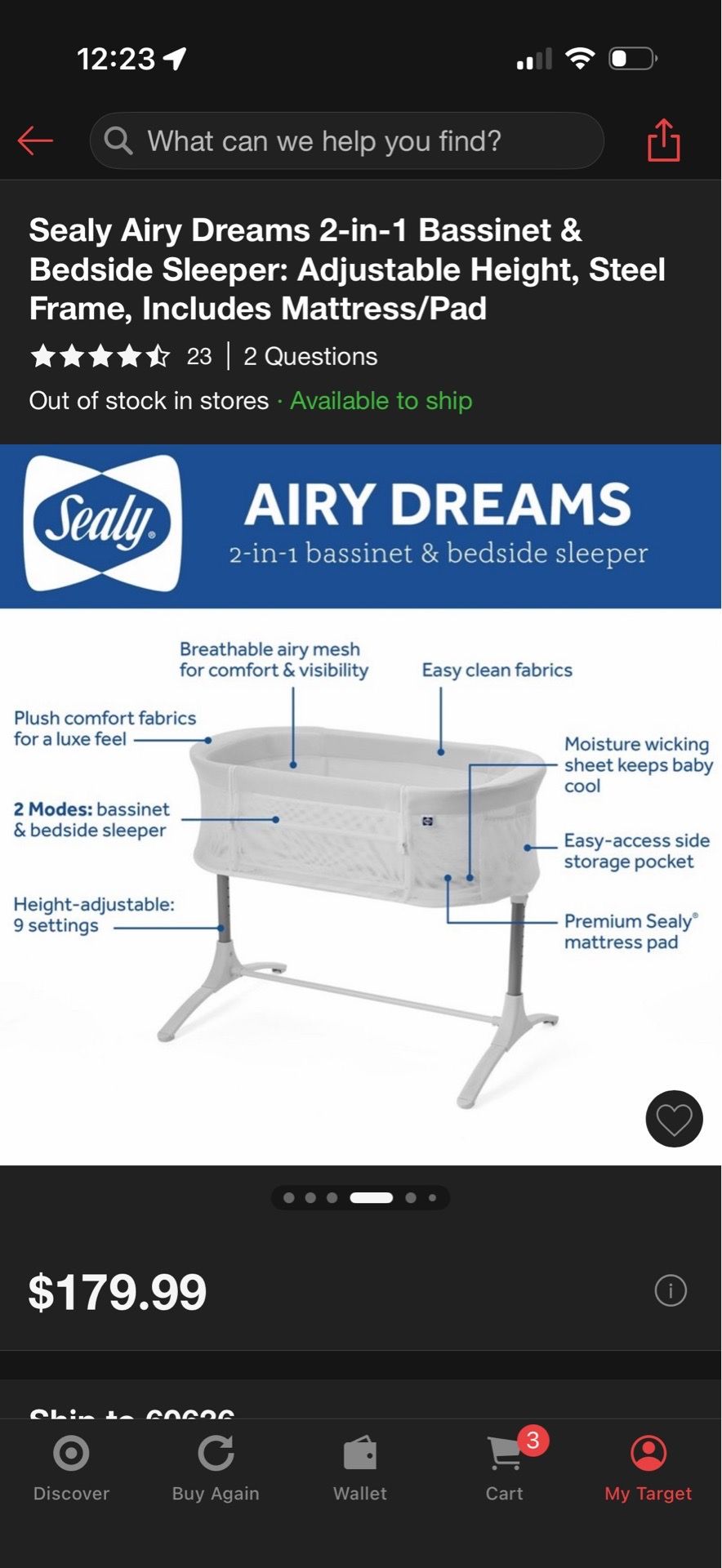 Sealy Airy Dreams 2-in-1 Bassinet & Bedside Sleeper - photo 5