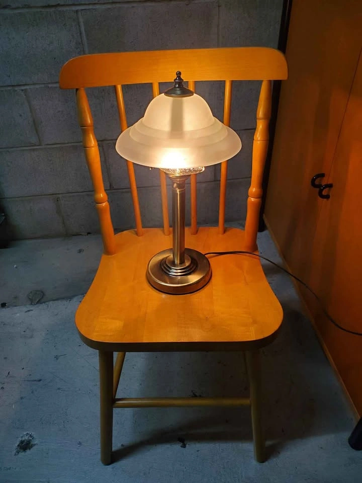 Brass Table Lamp w Frosted Glass Shade - photo 2