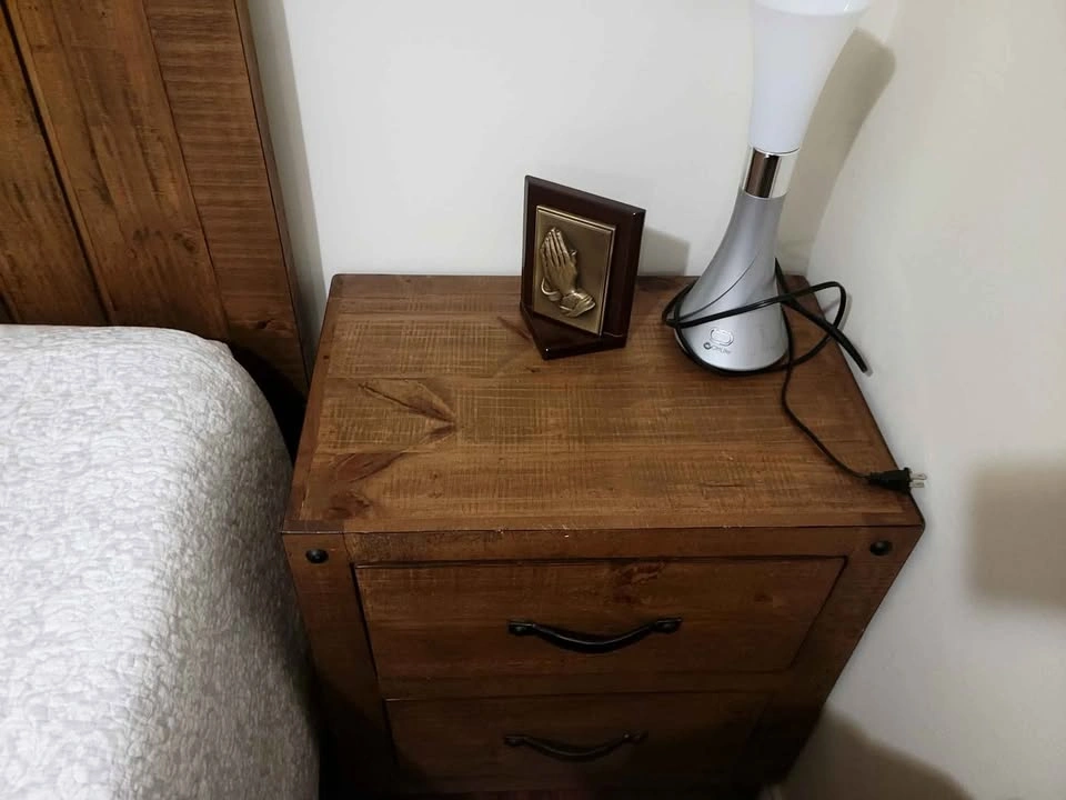 Rustic Wood Bedroom Set with Bed Frame and Two Nightstands - photo 3