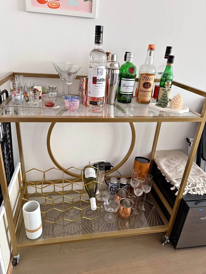 Gold Bar Cart with Wheels