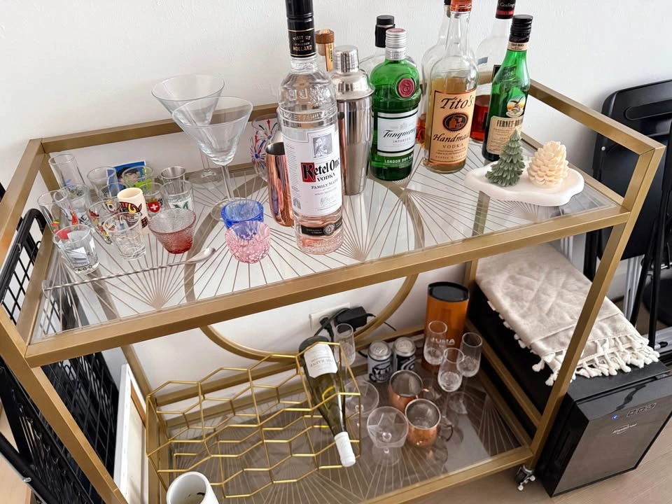 Gold Bar Cart with Wheels - photo 2