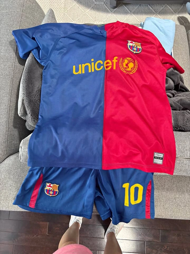Kids Large Messi Barcelona Jersey and Shorts