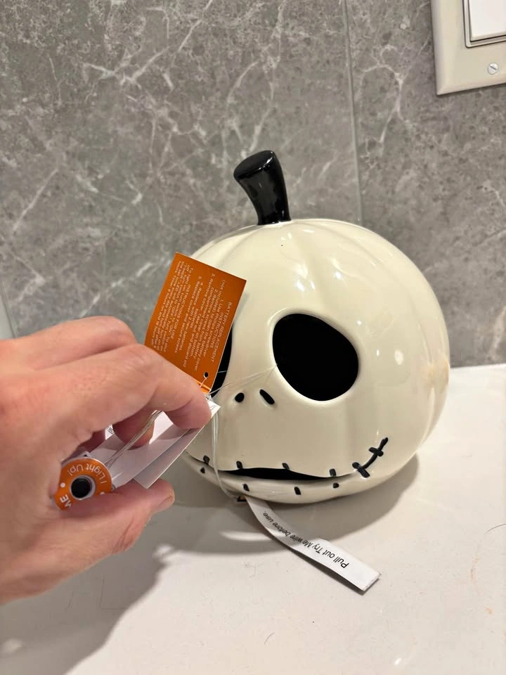 Ceramic Disney Halloween Jack pumpkin with light