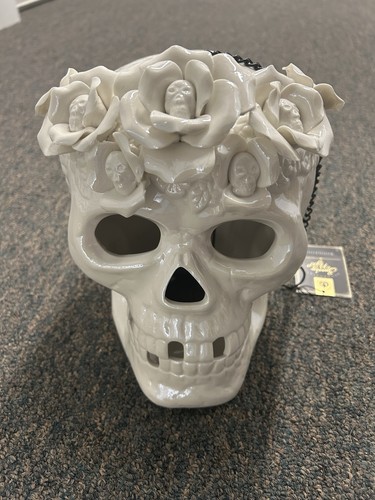 Floral Crown Skull Hanging Decor with tea light Holder