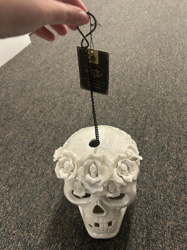 Floral Crown Skull Hanging Decor with tea light Holder - photo 4