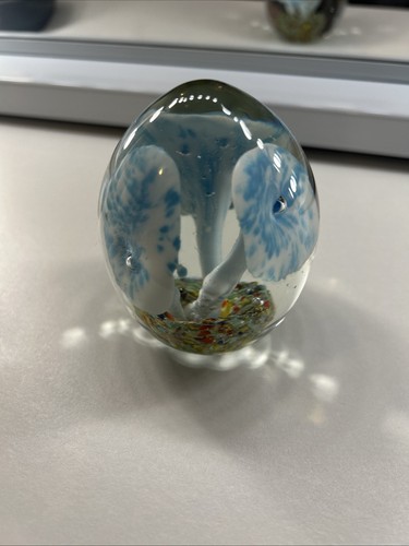 Vintage Hand Blown Glass Easter Egg-Shaped Paperweight Multicolo - photo 2