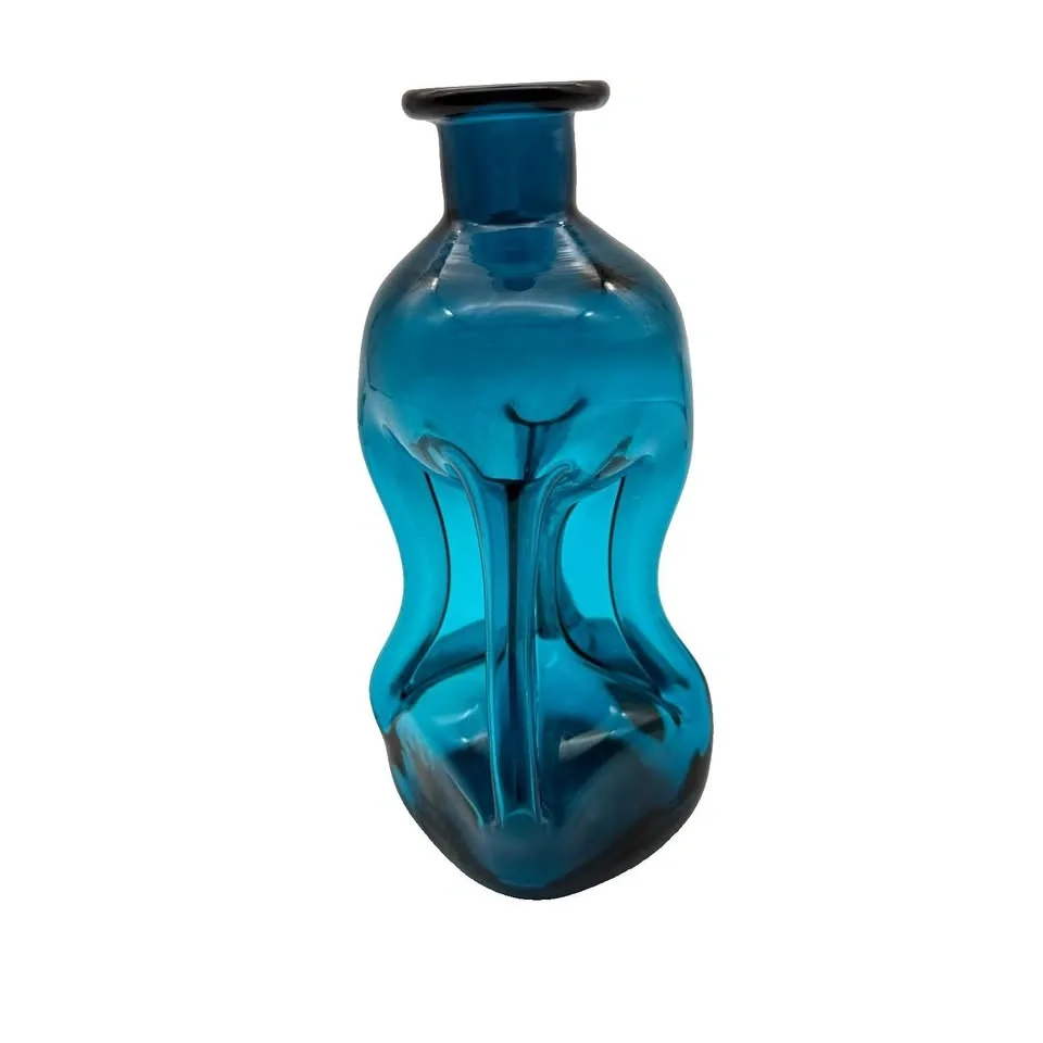 Vintage Holmegaard Blue Teal Glass Kluk Kluk Pinched Decanter