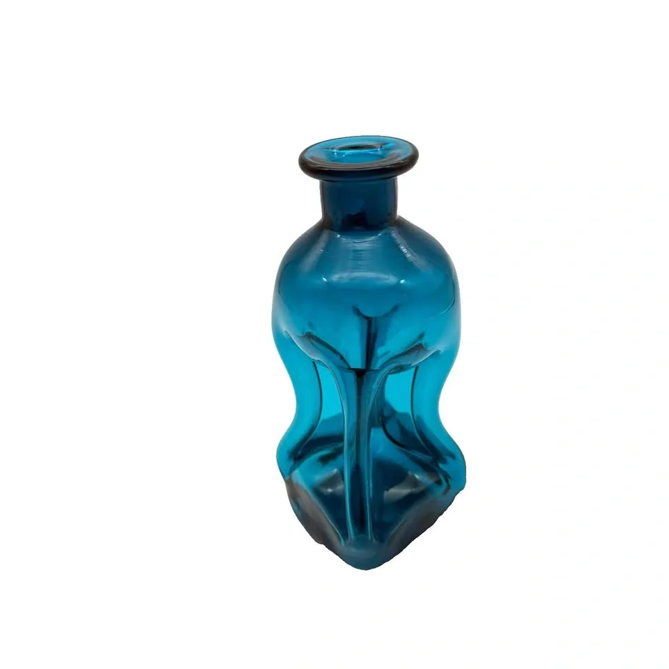 Vintage Holmegaard Blue Teal Glass Kluk Kluk Pinched Decanter - photo 2