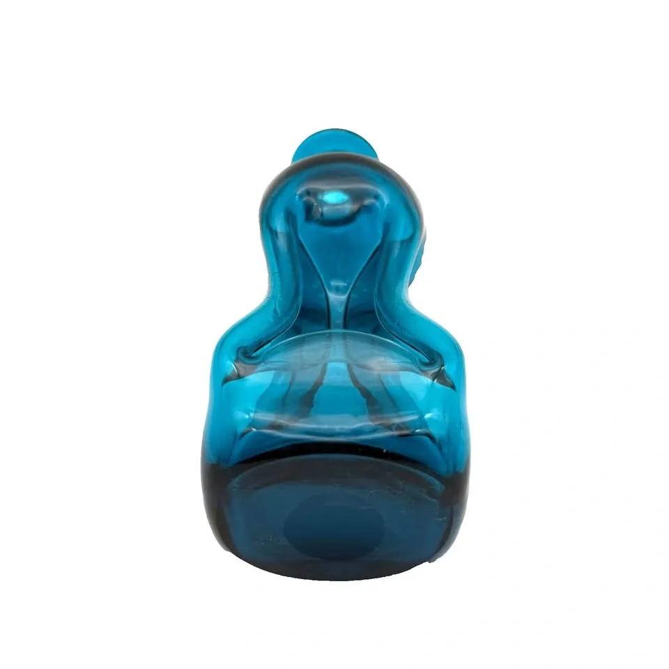 Vintage Holmegaard Blue Teal Glass Kluk Kluk Pinched Decanter - photo 4